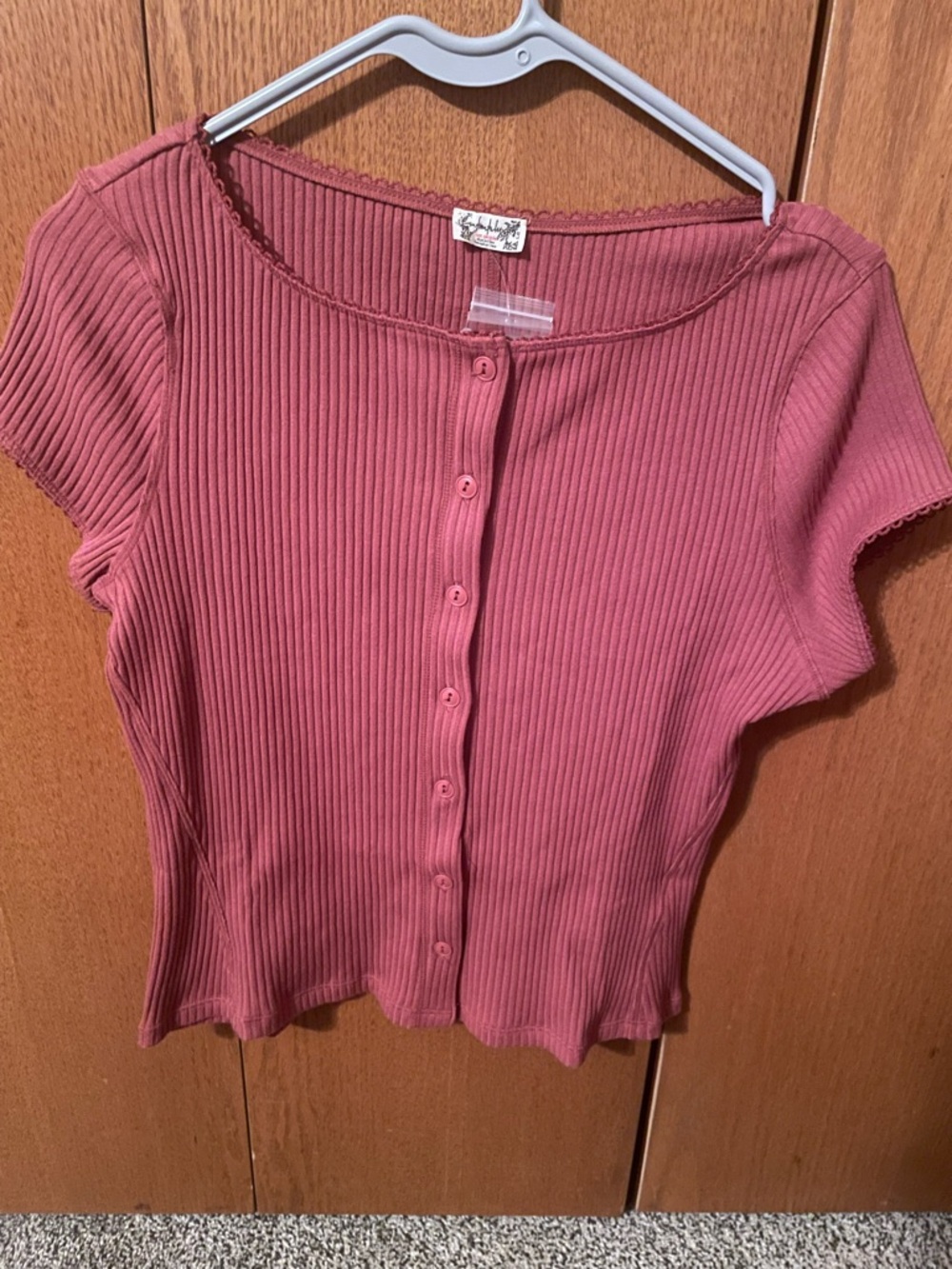 Free People Intimately Ribbed Button-Front Crop Top - Pink
